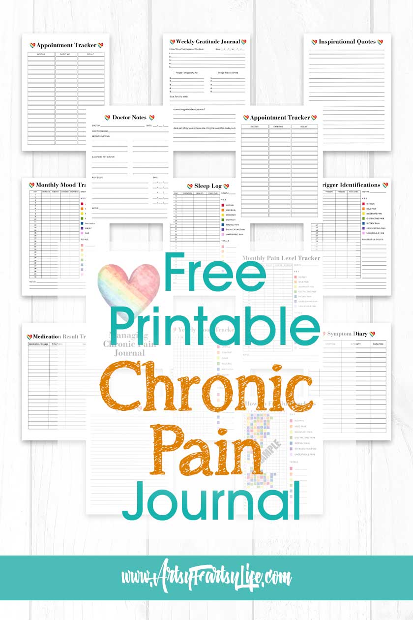 chronic pain journal - free printable! · artsy fartsy life
